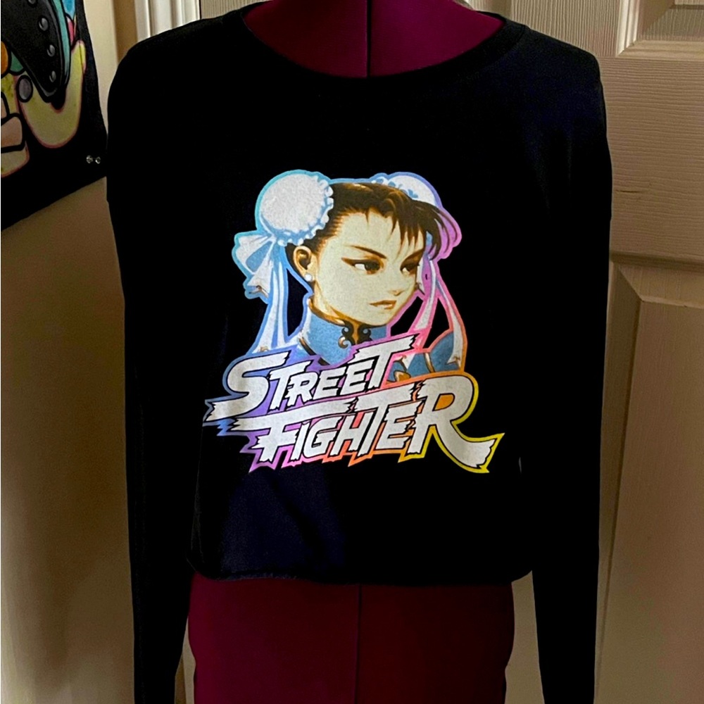 Black Street Fighter Chun Li Graphic Tee Long Sleeve